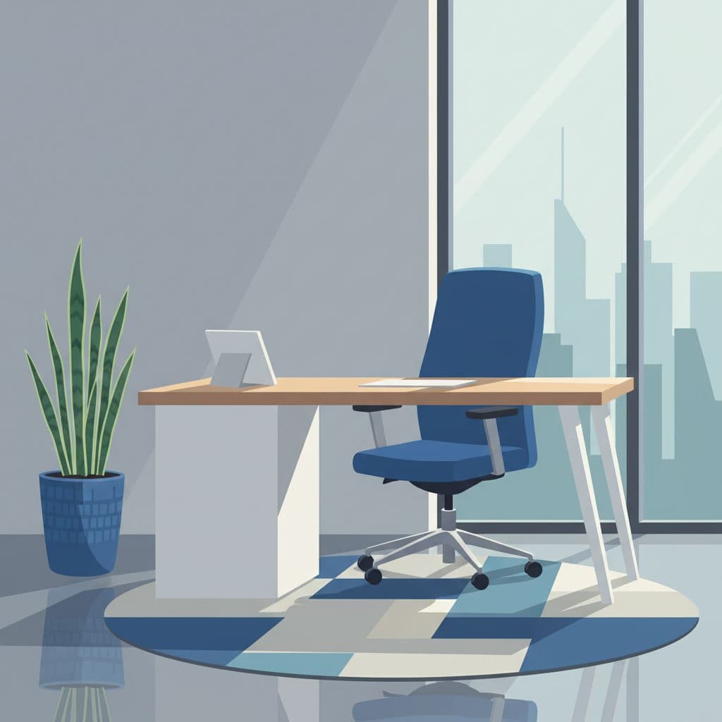 Office cleaning frequency in a tidy office workspace