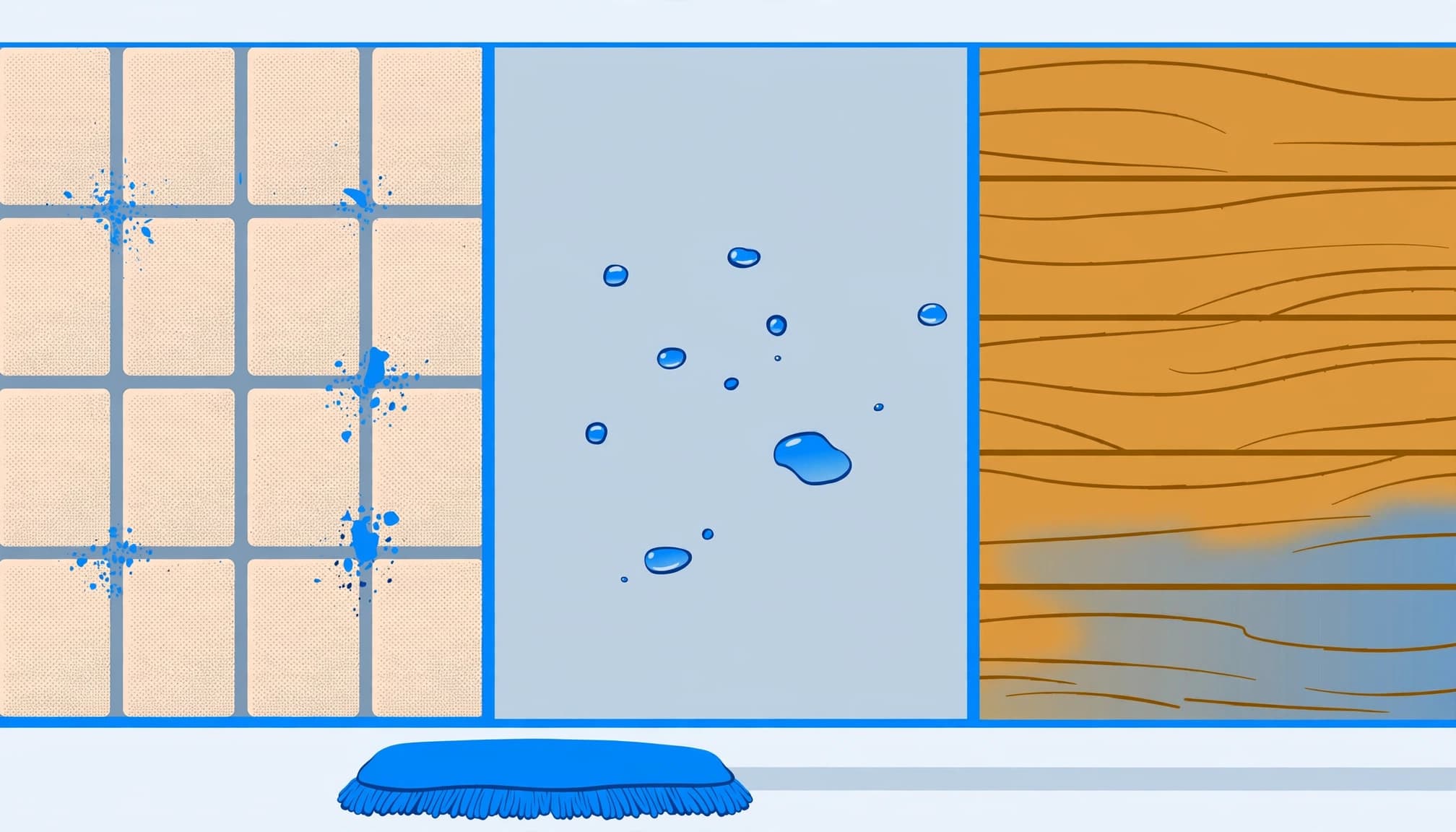 Floor surfaces requiring different methods for sticky floors after mopping